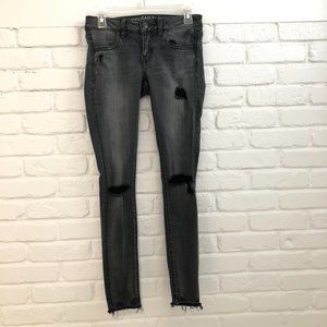 American Eagle Super Low Super Stretch Distressed Jeggings